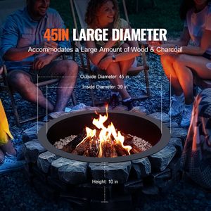 Heavy Duty 44-Inch Outer 39-Inch Inner Diameter Fire Pit <b>Ring</b> 10-Inch Height 2.5mm <b>Thick</b> Carbon Steel Liner Burning Corten Steel - Product Image 3