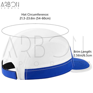 Casquettes 5 panneaux pour hommes, streetwear personnalisé blanc et bleu avec patch frontal vierge, sangle à boucle réglable, service OEM ODM, nouvelle arrivée - Product Image 4