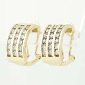 Pendientes de Aro de Moissanita, Plata de Ley 925, Chapados en Oro, Diseño de Diamantes de Varias Filas, Joyería de Lujo para Mujer - Product Image 3