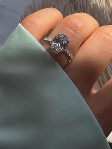 Bague de Fiançailles Solitaire en Or 14K, Certifiée IGI, Ovale, Sertie de Griffes, Halo, Bande Droite, Style Moderne Minimaliste, pour Mariage et Fête, Vente en Gros - Product Image 2