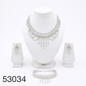 Ensemble collier et boucles d'oreilles pendantes élégants en zircon plaqué or, motif feuille tendance pour femme, avec chaîne corde de 16 pouces 53033 - Product Image 2