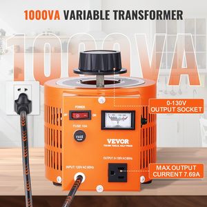 Auto Variable <strong>Voltage</strong> Transformer 7.69 Amp 110V Input 0-130V <strong>Output</strong> 4 Extra Fuses Thermal Control Switch AC <strong>Voltage</strong> Regulator - Product Image 3