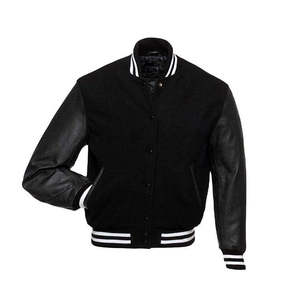 Custom Logo 3D Puff Embroidery Varsity Bomber Jacket Wholesale Heavy Fleece Stand Collar <b>Jumper</b> - Product Image 6