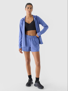 Women's Winter Solid Crop <b>Top</b> Hoodie & <b>Short</b> Jogger <b>Set</b> with Cuffs 100% Cotton Fleece Casual Custom <b>Set</b> - Product Image 2