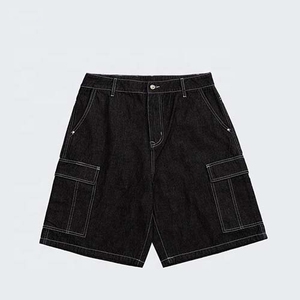 Shorts en jean vintage délavé coupe ample jambe large décontracté streetwear surdimensionné multi-poches unisexe - Product Image 2