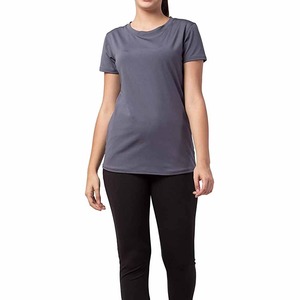 T-shirt à manches courtes pour femme, col rond uni, coton, coupe ample, t-shirts pour femme - Product Image 1