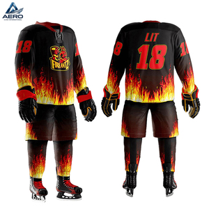 Nuevo Equipo de Hockey Personalizado Premium, Kit de Hockey con Estampado de Fuego por Sublimación Completa - Uniformes de Equipo Duraderos para Uso en Equipo - Product Image 6