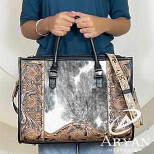 Super September Handcrafted Tooled Cowhide Leather Women Tote <b>Bags</b> New Floral <b>Studs</b> Designer Crossbody Evening Handbag Tote <b>Bag</b> - Product Image 1