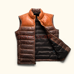 Chaleco de Cuero Bicolor Personalizado de Moda 2026 OEM para Hombre, 100% Alta Calidad, Precio al por Mayor, Chalecos Térmicos de Invierno - Product Image 3