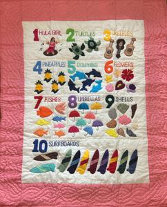 <b>Handmade</b> Designer Embroidered SOLID Multicolor Fruits And Number Pattern Work Hawaiian <b>Quilts</b> 100% Cotton <b>Quilt</b> For Decor - Product Image 3