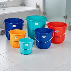 Ensemble de seaux en plastique colorés Nduro, bleu, vert, rouge, design marbré, capacité de 16 à 20 L, portables, durables, pour le nettoyage et le jardinage - Product Image 1