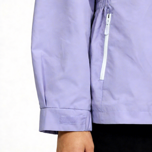 Veste coupe-vent à capuche pour femme, couleur violet clair, fermeture éclair intégrale, fine, respirante, tissée, décontractée, pour le printemps et le quotidien - Product Image 4
