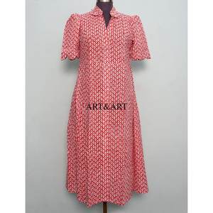 Robe midi décontractée élégante pour femmes en coton bohème, douce, naturelle, vintage, à fleurs, pour l'été, à manches courtes - Product Image 3