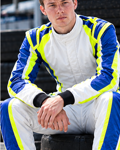 <b>Men</b> Blue White Neon Yellow <b>Waterproof</b> Quick Dry Polyester/Nylon Racing <b>Suit</b> Auto Kart Jumpsuit High Collar Full Sleeve - Product Image 6