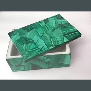 Boîte de luxe en malachite verte |   Boîte de rangement pour bijoux en pierres précieuses faits à la main |   Boîte en malachite, export en gros et vente en gros, boîte personnalisée - Product Image 3