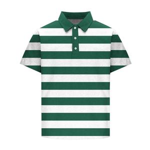 Men's Striped Short Sleeve Polo Shirt Casual Regular Fit Button <b>Down</b> Breathable Polyester Spandex Comfortable Pullover Tops - Product Image 1