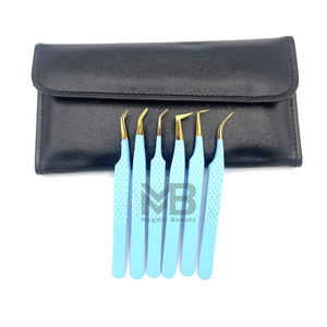 Boîte d'emballage personnalisée avec logo, pinces à cils en acier inoxydable à pointe en fibre, pinces à cils à prix avantageux - Product Image 1