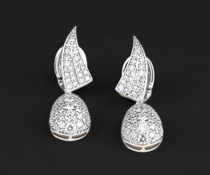 OM GEMS 18K White <b>Gold</b> Lab Diamond Drop <b>Earrings</b>, Diamond <b>Dangle</b> <b>Earrings</b>, Wedding <b>Earrings</b> For Women, Lab diamond jewelry - Product Image 1
