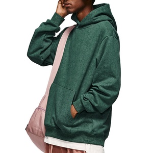 2025 hommes poids lourd 100% coton à capuche 400gsm pull surdimensionné avec Batik Style lavage à l'acide Look teint uni pour l'hiver - Product Image 2