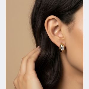 Pendientes de Aro Anchos de Lujo con Diamantes Brillantes Cultivados en Laboratorio, Corte Esmeralda, 1.00CTW, Certificados por IGI, en Oro de 9K - Product Image 6