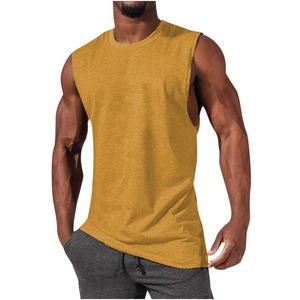 Wholesale New Cotton Muscle <b>Men</b> Sports Vest Casual Solid Color Round Neck <b>Sleeveless</b> <b>Men's</b> Top <b>T</b>-<b>Shirt</b> - Product Image 2