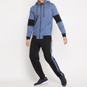 Sudadera Azul con Capucha y Cierre de Cremallera con Detalles Negros y Pantalones Deportivos a Juego, Conjunto Deportivo de 2 Piezas, Corte Regular, Largo Completo, Unisex - Product Image 3