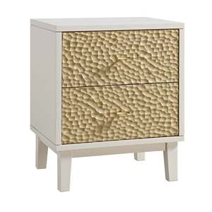 Modern White Bedside Cabinet 2 Drawer Nightstand Textured <b>Storage</b> <b>Side</b> <b>Table</b> for Bedroom - Product Image 2