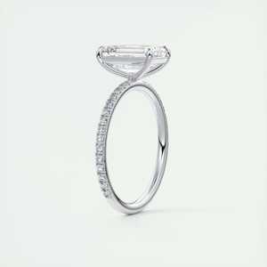 Anillo de compromiso Harper con diamante cultivado en laboratorio de corte esmeralda de 2.25 quilates y pavé con engaste francés en oro blanco de 14K - Product Image 4