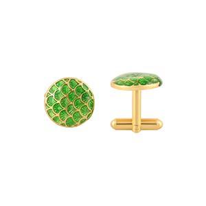 Mancuernillas de Lujo con Baño de Oro y Esmalte Verde con Patrón de Escamas para Hombre, Accesorios para Camisa Formal, Regalo de Boda o Negocios - Product Image 3