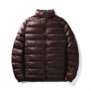 Men's Navy Blue Down Puffer Jacket Windproof Stand Collar Casual Winter <b>Coat</b> Regular Fit Zipper Closure Solid Color Insulated - Product Image 5