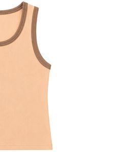 Manufacturer Custom <b>Peach</b> Beige Ribbed Cotton Men Tank <b>Top</b> Sleeveless Casual Slim Fit Summer Gym Vest Contrast Trim Custom Wear - Product Image 4
