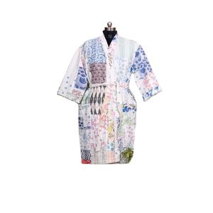 Jaipuri ชุดใส่นอนพิมพ์ลาย Kantha, ชุดกิโมโนแขนยาวสำหรับผู้หญิงใส่ในฤดูใบไม้ร่วงฤดูใบไม้ผลิ - Product Image 1
