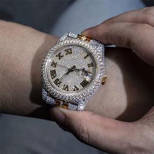 Reloj de Lujo Hip Hop Personalizado con Diamantes Moissanite VVS para Hombre, Hecho a Mano, Mecánico, Resistente al Agua, Analógico, de Acero Inoxidable Plateado - Product Image 1