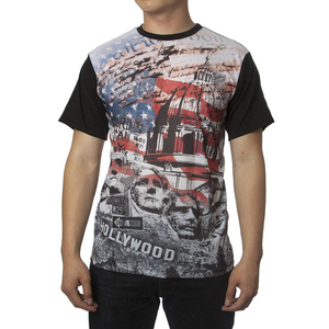T-shirt à col rond pour homme, manches courtes, coupe classique, style décontracté, logo uni sur le devant, anti-boulochage, séchage rapide, tissu tricoté 100% polyester - Product Image 1