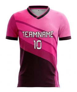 Maillot de football personnalisé sublimé unisexe col en V manches courtes anti-transpiration respirant avec impression du nom de l'équipe sur le devant 100% polyester - Product Image 3