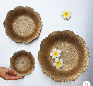 Handmade Metal <b>Bowls</b> Set With Oriental Carved Design For Food Serving Gifting - Product Image 5