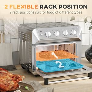 Horno de encimera de convección de acero inoxidable 21QT 7 en 1, freidora de aire, tostadora, 4 accesorios, tostadas cálidas de 1800W, acabado de 1800W - Product Image 2