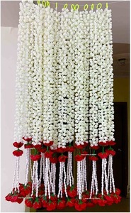 พวงมาลัยดอกมะลิสีขาวประดิษฐ์สำหรับตกแต่งงานแต่งงาน พวงมาลัยดอกมะลิและดอกกุหลาบสำหรับงานปาร์ตี้ ตกแต่งมณฑป ตกแต่งบ้านในเทศกาล Diwali - Product Image 3