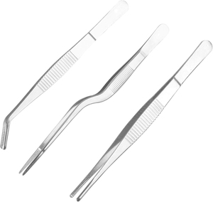 3 Pcs Stainless Steel Tweezers Set | Premium 6.15" 6.3" 6.5" Multi-Purpose Surgical Forceps | Food-Grade Precision CE Certified - Product Image 1