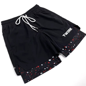 Pantalones Cortos Deportivos de Dos Piezas Personalizados con Cordón Ajustable y Bolsillos con Cremallera, Pantalones Cortos para Correr, Pantalones Cortos de Entrenamiento de Verano con Entrepierna de 5 Pulgadas - Product Image 1