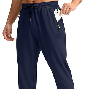 Pantalon en jean plissé décontracté pour homme 100 % coton, coupe droite, taille mi-haute, braguette zippée, idéal pour le bureau ou les occasions professionnelles - Product Image 1