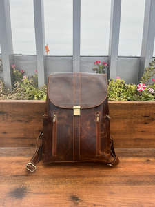 Nouveau sac à dos de luxe en cuir marron de créateur fait à la main en cuir crunch complet sac à dos élégant sac à dos sac - Product Image 2