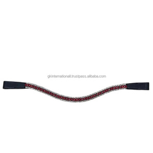 Bandeau de tête pour cheval en cuir véritable durable pour l'entraînement et l'équitation, avec trois rangées de cristaux scintillants, strass, bandeau de tête brillant - Product Image 5