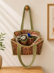 Sac fourre-tout matelassé en coton, imprimé artisanal Jaipur, durable et éco-responsable, idéal pour le bureau, les voyages, le shopping et l'usage quotidien, avec fermeture éclair robuste. - Product Image 6