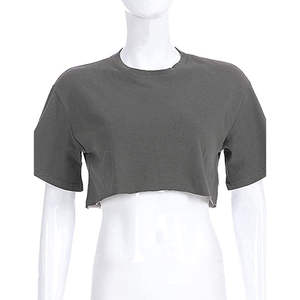 Haut court tendance pour femme, motif écossais, décontracté, style urbain, mignon, 100 % coton, respirant, séchage rapide, protection UV, doux - Product Image 3