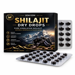 OEM/ODM, Gotas Secas de Shilajit del Himalaya 100% Puro y Auténtico, Probadas en Laboratorio, 60 Tabletas, Ricas en Ácido Fúlvico al 82% y Más de 85 Minerales Traza - Product Image 1