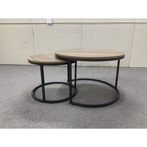 Set di 2 tavolini da caffè impilabili con finitura in legno industriale, tavolino laterale e tavolino d'appoggio con robusta struttura in metallo da 27,6 pollici - Product Image 6