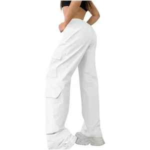 Wholesale Women Street Fashion Multi Pocket <b>Cargo</b> Pants High Waist Straight Leg Loose Fit Slimming Casual Trousers for Women - Product Image 6