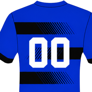 Maillot de rugby bleu roi et noir à manches courtes, col rond, rayé, uniforme d'équipe personnalisé, respirant, pour l'entraînement et la performance sportive - Product Image 4