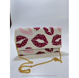 Bolso de Mano Romántico con Cuentas, Bordado a Mano con Labios, Multicolor, Portátil, de Lujo, de Diseñador, Regalo Personalizado, Venta al por Mayor - Product Image 2